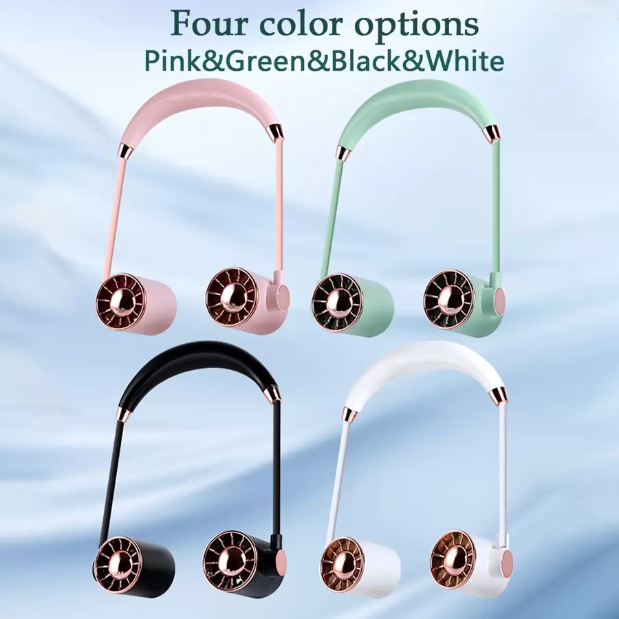 AOYI Neck Hanging Fan, 1200mAh, Powerful Wearable Personal Cooling Fan For Travel, 3-Speed Adjustable, 180° Rotatable, Summer Hands-Free USB Rechargeable Fan For Students, Outdoor, Camping, Hiking, Backpacking, Office - Multicolor - View 1