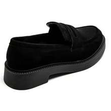 时尚休闲一脚蹬乐福鞋，适合日常穿着 - 黑色 - 查看 5