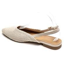 Women's Slingback Ballerinas | Pointed Toe And Braided Pattern - Beige-2233 - View 5