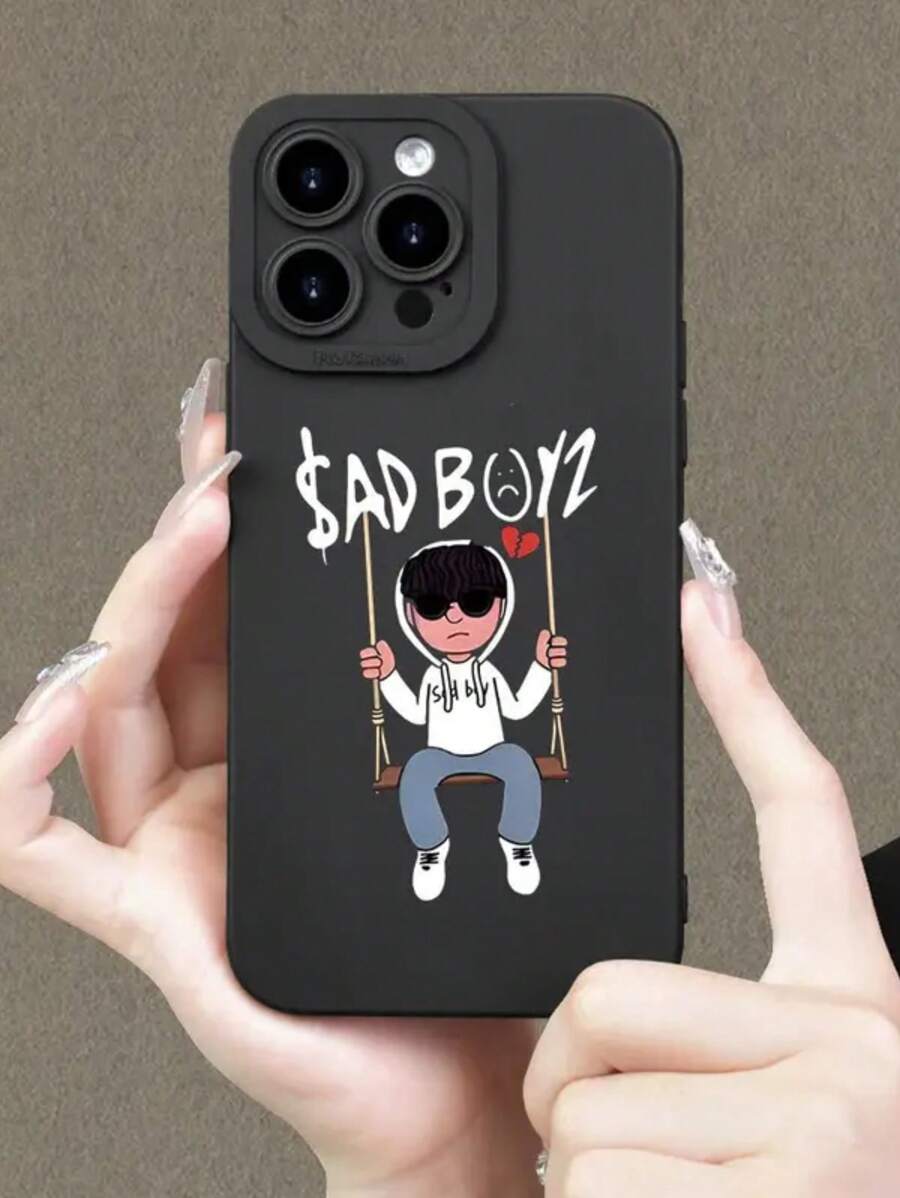 1 件黑色泪珠悲伤男孩设计防震全保护软手机壳兼容 16 PROMAX/16 PRO/16/15 PROMAX/15 PRO/15/14/13/13 PRO/12/11/XR、A15/A14/A50/A53/S23/S24/S21 FE/S23 Ultra/S24 Ultra/A33 防水防摔防刮