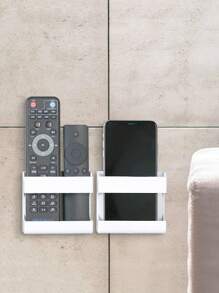 1pc Adhesive Wall-Mounted Phone Charging Holder, Remote Control Storage Box, Christmas Gift
