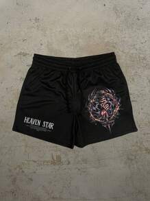 2025 Men's Graphic & Letter Print Breathable Casual Shorts, Spring/Summer