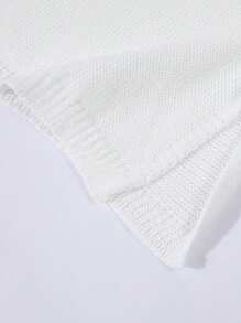 Plus Size Women's Loose Fit Pullover Knit Sweater, Round Neck - White - View 6