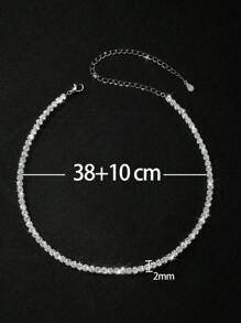 1pc 2mm-3mm Top Quality Hip Hop Four Claw Diamond Tennis Chain Necklace In White Gold Adjustable Clavicle Necklace S925or925 Sterling Silver Shining Light Luxury And High-End Exquisite Fine Jewelry Gifts For Women - Silver - View 15