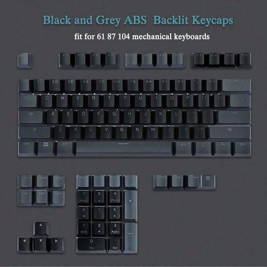 键帽背光 ABS Cherry MX 键帽 Doubleshot OEM 轮廓半透明按键套装适用于 61 87 104 MX 开关机械键盘 - 彩色 - 查看 1