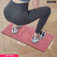 1 pieza Tapete unicolor para sentadillas, tapete con posiciones para sentadillas profundas para fitness, pilates, gimnasia, ejercicio, grueso tapete de yoga con correa de transporte - 6mm - Ver 5