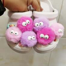 5/9/12pcs Cute Multi-Color Faux Fur Pom Poms With 3D Accessories, DIY Shoe Charms Decorations, Shoe Charm, Add Color To Shoes, Perfect For Parties, Holidays, Lovely Gift - Multicolor - View 1