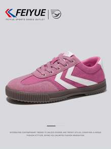 FEIYUE. 1 Pair Women's Casual Lace-Up Canvas Sneakers Lightweight, Comfortable, Versatile, Non-Slip, Suitable For Outdoor And Daily Wear