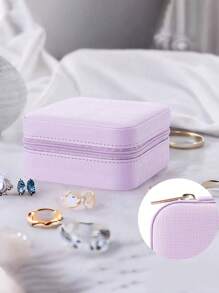 1个大容量首饰盒，首饰收纳盒，便携式首饰盒，可拆卸首饰盒，便携式拉链旅行首饰盒，迷你便携式首饰盒，多功能首饰展示盒，PU皮革化妆盒，北欧简约首饰盒，旅行和居家首饰盒，情人节、妇女节、圣诞节、感恩节最佳礼物，适合节日、海滩、浴室、卧室等场所，大容量 - 彩色 - 查看 6