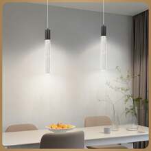 Black 2-Light Pendant Light, 3000K/4000K/6000K LED Bubble Glass Chandeliers