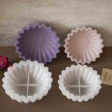 Molde de silicone em formato de flor grande/médio, molde de silicone para vaso de flores ondulado para decoração de casa, molde para tigela de armazenamento