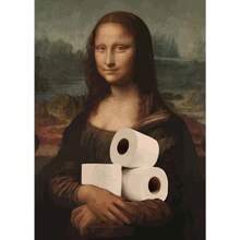 1 件趣味浴室厕所海报蒙娜丽莎和戴珍珠项链的女孩带卷纸帆布印刷品墙壁艺术适用于家居装饰无框架 - 彩色 - 查看 20