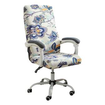 forcheer 1pc Printed/Solid Color Zipper Office Chair Cover - Washable, Stretchable, Fashionable High-Back Computer Chair Slipcover L - Ideal For Home Office, Living Room And Bedroom Decor