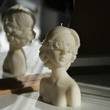 1pc 3D Candle Silicone Mold, Closed Eyes Girl And Blindfolded Girl Mold For DIY Jewelry, Gypsum Statue, Aromatherapy Candle, Resin Casting, Home Decor