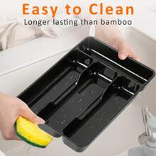 1 Pc Silverware Drawer Organizer, Small Drawer Kitchen Utensil Storage Box, Fork Spoon Cutlery & Tableware Organizer Tray, Japanese Style Cabinet Organizer With Separated Compartments For Chopsticks Knives & Forks, Back To School Supplies - Multicolor - View 8