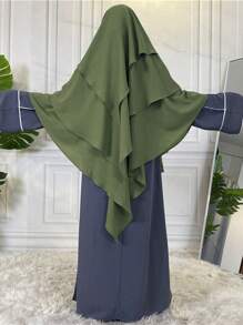 1 chiếc áo choàng dài ba lớp có mũ trùm đầu thanh lịch cho nữ Chador, Khimar, khăn choàng chống nắng thoáng khí, thích hợp mặc ngoài trời thường ngày trong mọi mùa - màu đặc - Xem 34