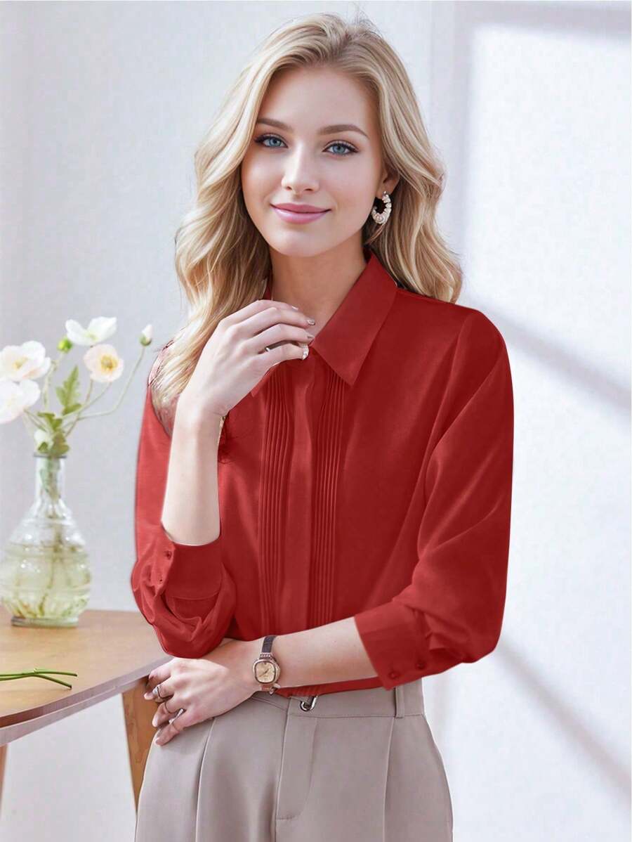 2025 New Arrival Women Fashionable White Casual Long Sleeve Blouse, Chic And Beautiful For Spring & Autumn