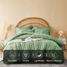 5/7pcs Bed In A Bag Luxurious Comforter Sets, All Season Bedding Sets With 1 Quilt, 1/2 PillowShams, Flat Sheet, Fitted Sheet, 1/2 Pillowcases, Burnt Orange, Green, Yellow, Easy Care, Machine Washable, Valentine'S Day Gift, For Boys And Girls - 綠色-74 - 查看 2
