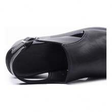 Sandalias Plataforma Suave Dama Cuña Moda Zapatos Negro Cuer - Negro - Ver 6