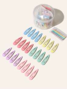 34 Pcs Basic Hair Clip Set, Candy Color Water Drop BB Clips And Colored Hairpins