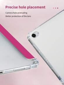 1 pieza Funda para Tablet de 3 pliegues con ranura transparente para lápiz, color magenta, con ranura incorporada para lápiz, soporte de 3 pliegues, función de suspensión/activación magnética, carcasa protectora suave de TPU resistente a caídas y desgaste, minimalista/casual/empresarial/clásica para iPad