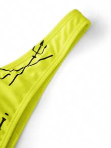 Womens Bikini Swimsuits Skull Letter Pattern Tube Tops With Thong 2 Pcs Set Stylish Bikini Bathing Suit - Yellow - View 9