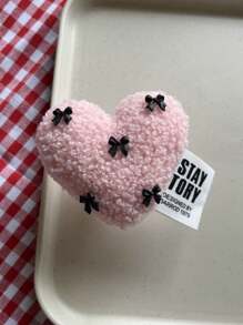 Soporte de teléfono de peluche con forma de corazón y lazo, base adhesiva para teléfono, decoración de teléfono, compatible con todos los teléfonos