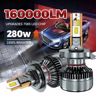 DrViAion 2 Packs Upgraded 6 Copper Tubes H7 LED Headlight Bulbs For H1 H7 H11 9005 9006 H4 , 160000LM, 280W, 6000K Cool White, High-Power 7585CSP Chips, 1:1 Precise Light Shape, 2200% Brighter, Easy Installation