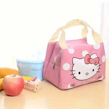 Sanrio 1pc Hello Kitty Insulated Lunch Bag - Adorable Cartoon Canvas Insulated Lunch Box With Waterproof And Oilproof Layer, Dual-Layer Compartment, Portable And Washable, Ideal Gift For Holidays