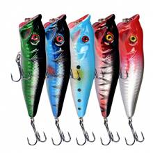 9.5cm/12.8g Floating Topwater Lure Fishing Bait, Popper 6# Hook - Multicolor - View 7