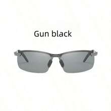 One Piece - Klasyczne światłoczułe okulary z polaryzacją i zmieniającą kolor metalową oprawką, męskie w kolorze broni, Half Edge/Half Edge, z antypoślizgowymi i zmieniającymi kolor okularami, do jazdy samochodem, wędkowania i jazdy na rowerze. Half Edge/Half Edge okulary z metalową oprawką zmieniającą kolor, do użytku w dzień i w nocy, akcesoria rekreacyjne mogą być używane do ochrony akcesoria do okularów łatwy komfort swobodne stroje okulary do jazdy na rowerze na świeżym powietrzu na letnie wakacje na plaży, na zewnątrz, w podróży