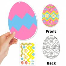 72pcs/Set (24 Greeting Cards, 24 Stickers, 24 Ribbons) Cartoon Easter Ornaments DIY Card Sticker Craft Kit, Easter Egg Tree Decoration Gift Set