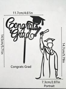 2Pcs Reusable & Stylish "Congrats Grad" Cake Topper - Celebrate Your Graduation In 2026! Congrats Grad" Acrylic Letters - Perfect For Graduation Cakes, Photos & More! Celebrate Your Achievements #Graduation2026 #GraduationParty #CongratsGrad #PartyDecor - Multicolor - View 4