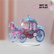 1 Stück 2D Kutsche Dekoration aus bemaltem Acrylglas Kunst Dekoschild, geeignet für Hochzeitsdekoration an Fenstern, Wänden, Veranda, Klassenzimmer, Zuhause, Räumen, Höfen und Gärten, als Geschenk für Familie und Freunde passend
