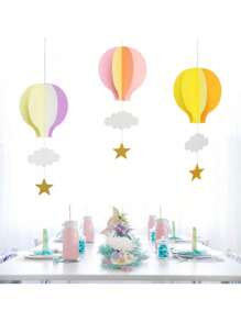 1 pieza Decoración colgante 3D para boda, festival, fiesta de cumpleaños. Colgante en forma de globo aerostático y nube para ventana