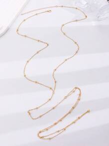 1pc Minimalist Fashionable New Sexy Chain Beaded Decor Chest Chain Body Chain, Suitable For Summer Beach, Party, Festival, Vacation Wear