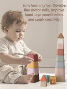 Baby Silicone Stacking Cups Set Of 8, Early Educational Baby Stackable Blocks, Silicone Toddler Stackable Toy