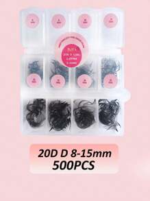 500/1000/2000 片预制假睫毛簇，3D 5D 10D 20D 预制假睫毛簇，8-15mm 混合长度，D 卷度，预制喇叭形假睫毛，细底预制蓬松假睫毛 (0.07 D 8-15mm) - D - 查看 15