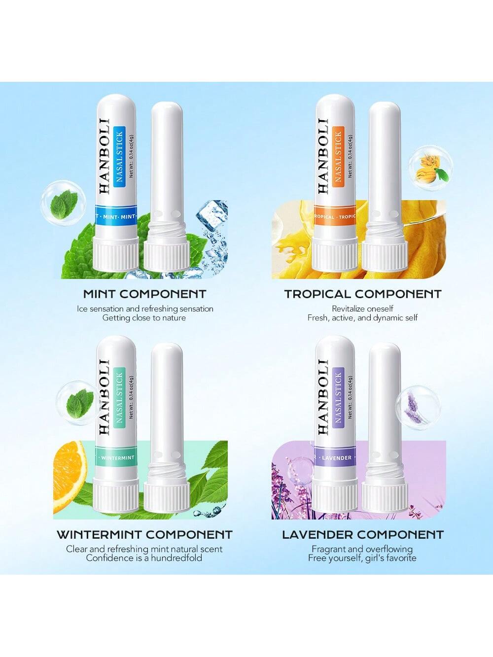 Nasal Stick (4 Pack) | Vapor Flow Technology | Better Breathing + Natural Focus | Cool Refreshing Sensation | Premium Essential Oils + Menthol Inhaler