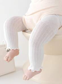 1 Pair Girls' Lightweight Mesh Tights For Summer – Elastic, Breathable & Mosquito-Proof