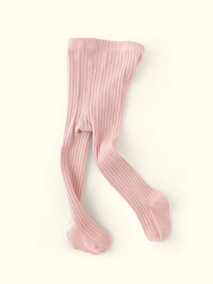 1pc Pink Baby Girl Tights, Adorable Princess Style - Baby Pink - View 1