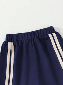 Conjunto deportivo informal de niño con camiseta de manga corta y pantalón corto, para primavera/verano - azul real - Ver 7