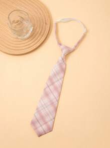 1pc 33cm Checkered Pre-Tied Tie For Teenagers & Children,  Student Necktie With Accessory For Festive Occasions, Performances, Suits & Dress Shirts