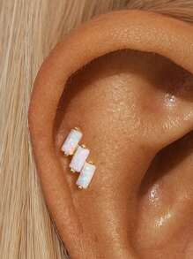 1PC 925 Sterling Silver Opal Marquise Water Drop Flat Back Cartilage Tassel Helix Piercing Fine Jewelry For Daily Wear Wedding Party Engagement Anniversary Valentine's Day