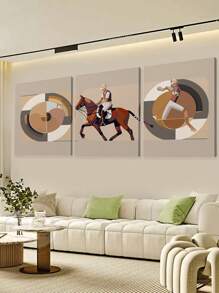 3pcs Triptych Horse Riding Modern-Printing Canvas -Posters-Wall Arts- Frameless Canvas Paintings - Bedroom, Home Office, Kitchen, Bathroom - Indoor/Outdoor Hanging Pictures Ideal Gift For Wall Decoration, Room Decoration Paintings Gifts Birthday Graduation
