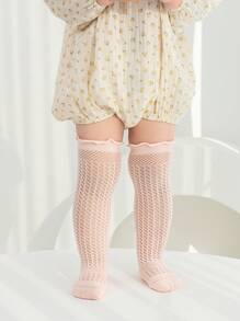 1 双纯色透气网眼婴儿长袜，适合新生男孩和女孩 - 彩色 - 查看 6