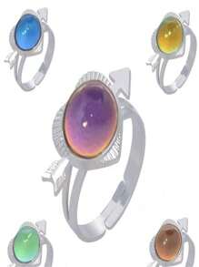1pc Elegant Temperature-Sensitive Color Changing Ring, Changes Color Based On Temperature And Mood, Suitable For Women And Couples For Daily Wear