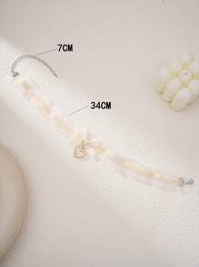 1pc European & American Style White Lace Cute & Sweet Choker Necklace With Faux Pearl, Bow, Butterfly Pendant, Perfect Gift For Girlfriend