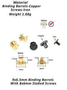 10Sets Copper Flat Stationery Rivets With Slotted/Frearson Head Screws Binding Barrels And Screws DIY Belt Keychain Metal Accessories Screws Posts Copper Recipe Hardware Ledger Nails Screw Bottom Decorative Studs Accessories Handbag Hardware (Silver)