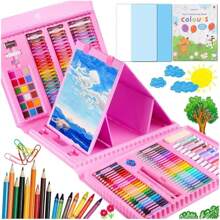 42pcs/86pcs/208pcs Art Supply Set, Children/Teen Boys/Girls Painting Art Supplies, Gift Box Includes Oil Pastels, Crayons, Colored Pencils, Watercolor Cakes,Back To School,School Supplies